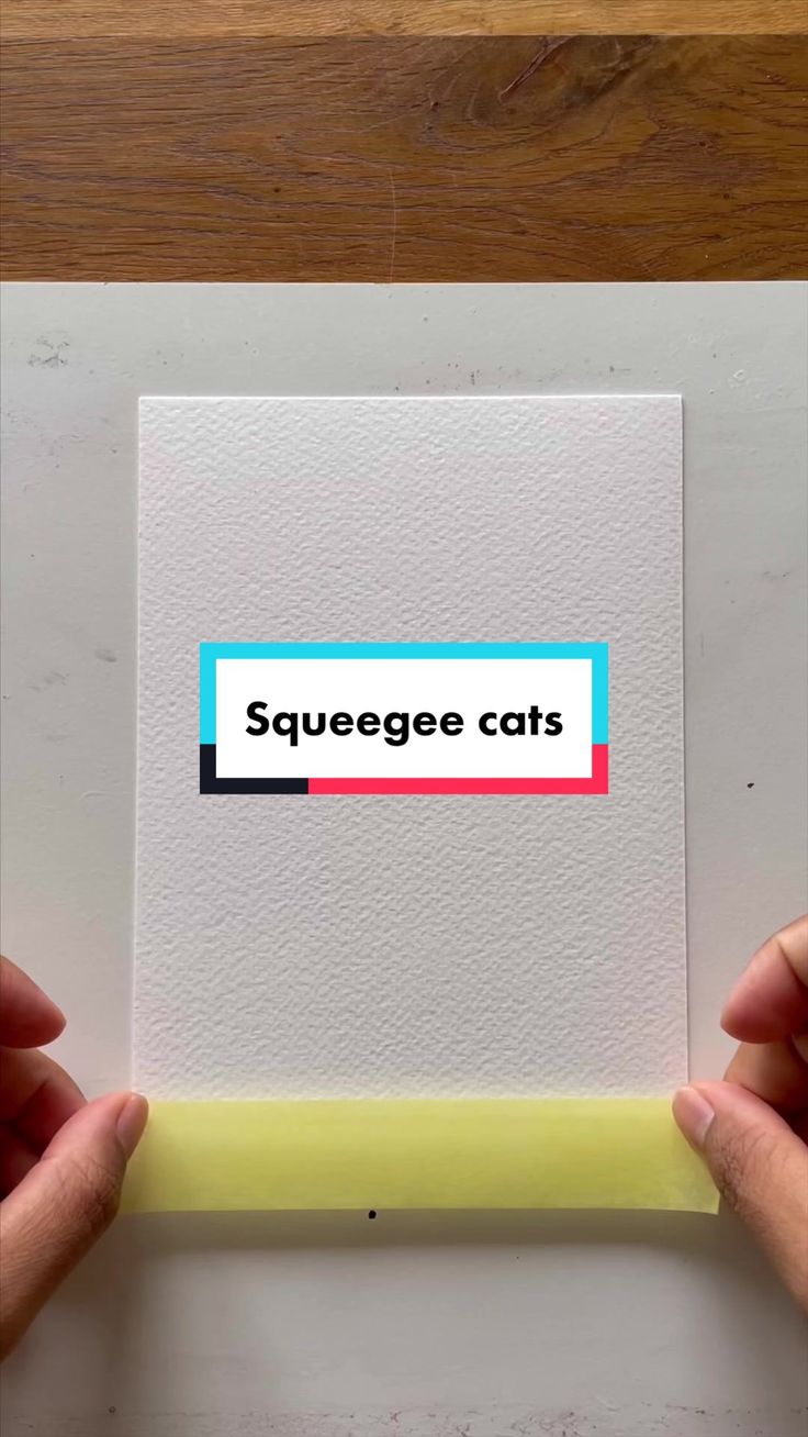 someone holding up a piece of paper with the word squeezee cats on it in red, white and blue