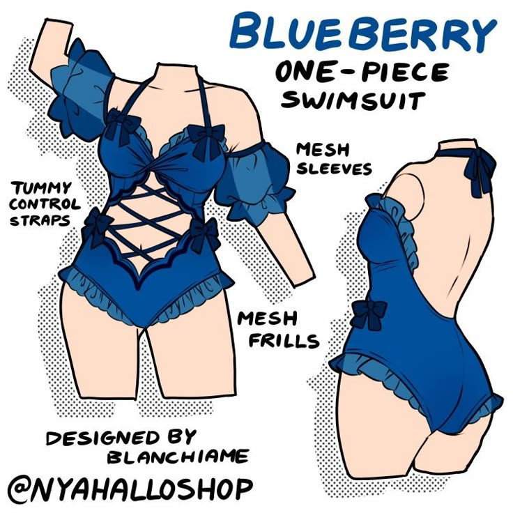 the blueberry one piece swimsuit is designed by nyahloshop