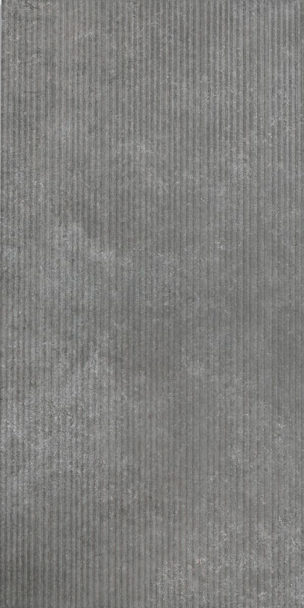 a gray rug with vertical stripes on it