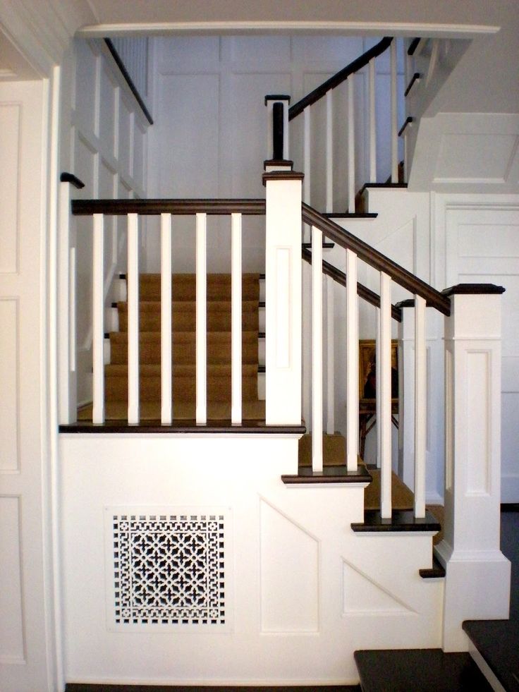 the stairs are white and brown in color