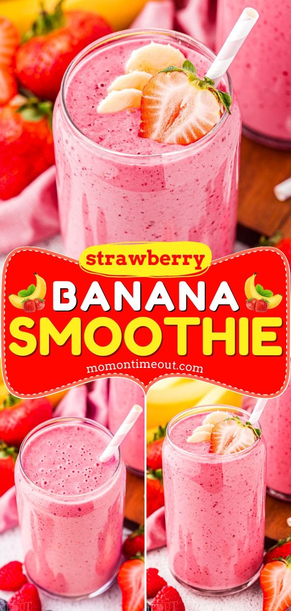 This delicious Strawberry Banana Smoothie recipe is quick and easy to make with just four simple ingredients. It’s the perfect breakfast or refreshing, healthy treat anytime of the day. This banana strawberry smoothie is sure to become a staple in your home! Scooters Strawberry Smoothie Recipe, Fruit Smoothie Recipes Healthy Easy, Healthy Soomthies, Easy Strawberry Banana Smoothie, Banana Strawberry Smoothie, Basic Smoothie Recipe, Heathy Smoothies, Strawberry Banana Smoothie Recipe, Lush Desserts