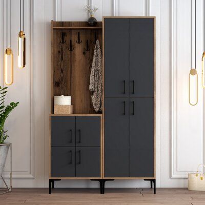 an image of a room setting with cupboards and plants on the floor in it