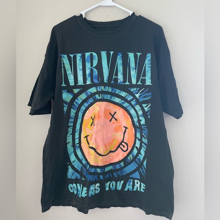 Grey Nirvana Oversized Tee, Size S/M. Never Worn! Urban Outfitters Grunge T-shirt For Streetwear, Oversized Graphic Print Top From Urban Outfitters, Urban Outfitters Oversized Short Sleeve Tops, Oversized Short Sleeve Tops By Urban Outfitters, Urban Outfitters Grunge Short Sleeve Tops, Urban Outfitters Oversized Casual T-shirt, Casual Oversized T-shirt From Urban Outfitters, Trendy Oversized Tops From Urban Outfitters, Urban Outfitters Casual Oversized Tops