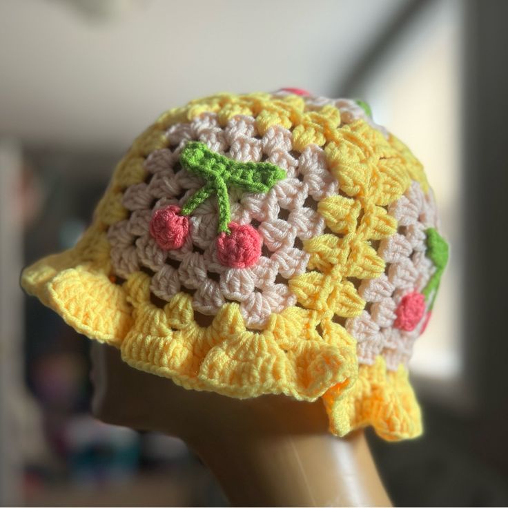 New Crocheted Bucket Hat Multi Colored Head Circumference 56-58cm Some Stretch Photos Is Of One Hat, The Side And Top. Crocheted Bucket Hat, Womens Ball Caps, Gucci Bucket Hat, Bling Denim, Mickey Mouse Ears Hat, Pink Trucker Hat, Tan Hat, Denim Baseball Cap, Stocking Cap