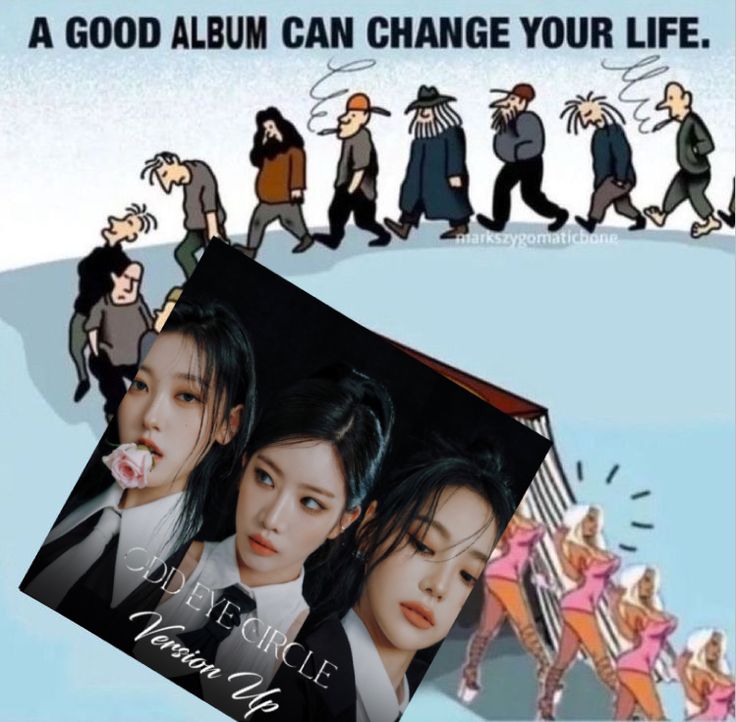 an advertisement for the album's cover, which features images of people in suits and ties