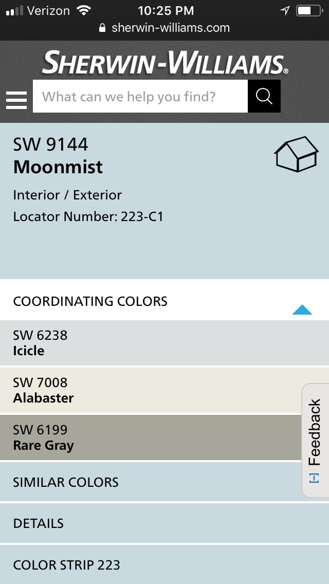 an iphone screen showing the names and colors for sherylin williams's paint