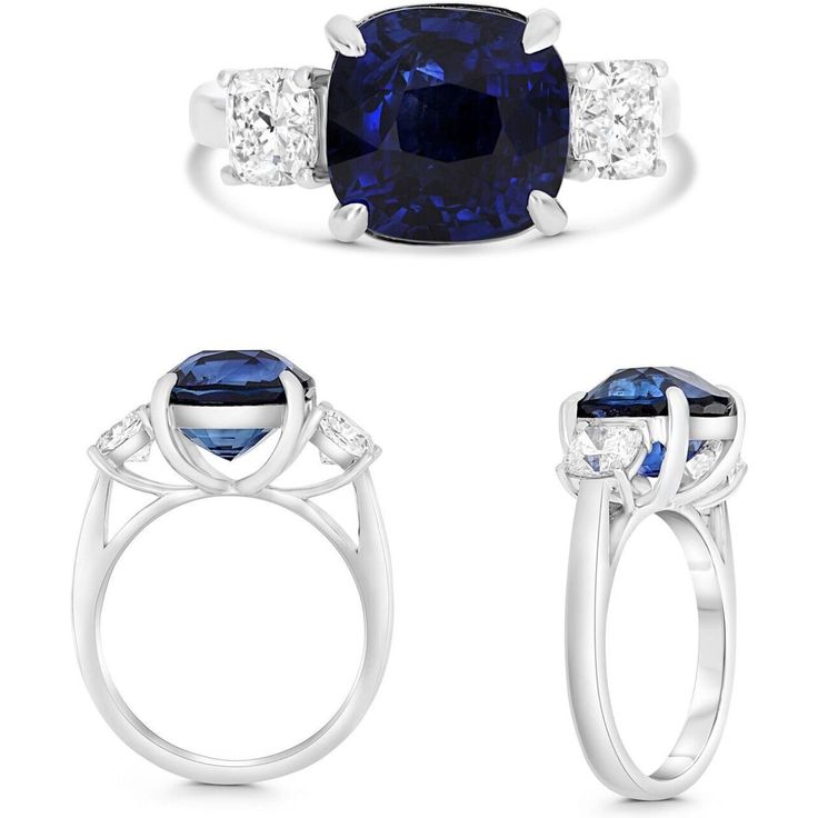 Roman & Jules Platinum Cushion Sapphire Ring Center Stage, Sparkle Diamonds, Cushion Cut, Deep Blue, Timeless Beauty, Sapphire Ring, Halo, Platinum, Sapphire