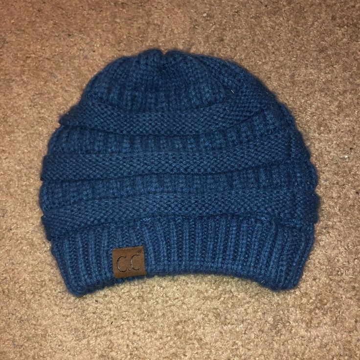 Never Worn!! Super Cute Blue Knit Beanie Blue Knit Beanie For Winter, Blue Casual Beanie For Cold Weather, Blue Soft Knit Hat For Fall, Blue Warm Beanie One Size, Warm Blue Beanie One Size, Blue Soft Knit Beanie For Fall, Blue Warm Beanie For Cold Weather, Blue Casual Winter Beanie, Blue Winter Hats One Size Fits All