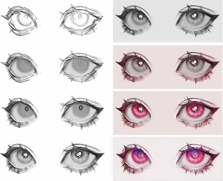 the different stages of drawing an eye