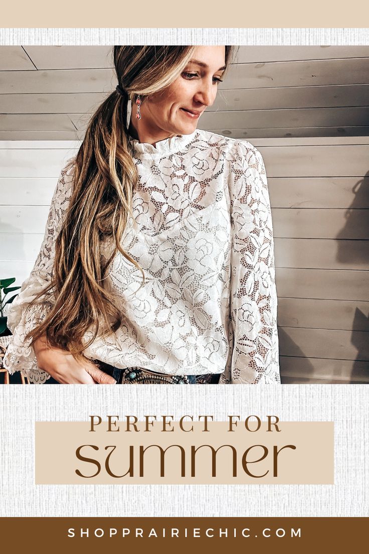 Unleash your free-spirited western aesthetic with this enchanting lace long sleeve top that features intricate floral lace and an adorable ruffle neckline. Perfect for cowgirl outfit ideas or simply adding a western flair to any outfit, this top is a must-have for every fashionista. Don't let this opportunity pass you by – shop today to elevate your wardrobe! Feminine Lace Top With Lace Trim For Day Out, Feminine Fall Lace Top, Chic Spring Blouse With Scalloped Lace, Feminine Lace Top For Fall, Chic Scalloped Lace Blouse For Spring, Feminine Scalloped Lace Top, Elegant Lace Top For Brunch, Elegant Delicate Lace Top For Fall, Chic Fall Lace Top With Lace Sleeves