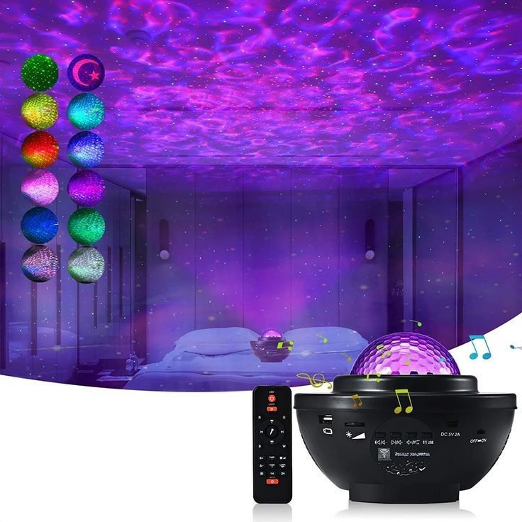 an image of a room with lights and remotes