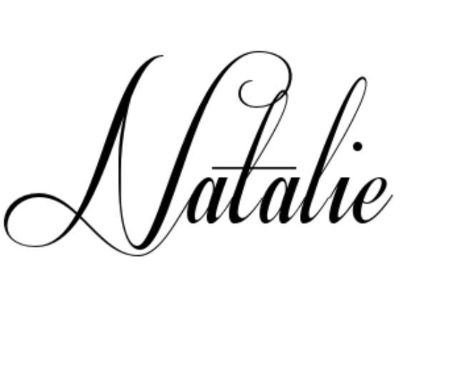 the word natalie written in cursive writing on a white background with black ink