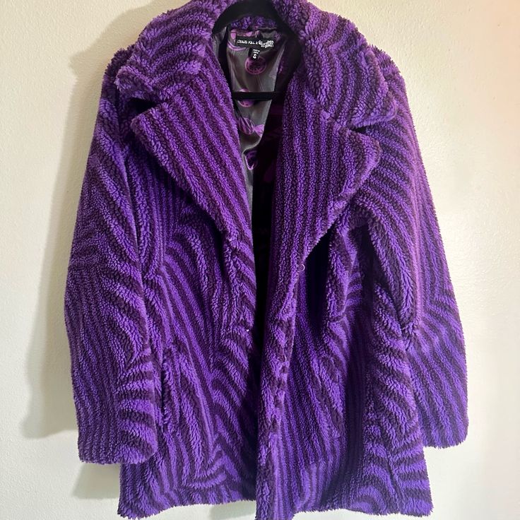 Dolls Kill X Willy Wonka Faux Fur Jacket Size Small 100% Polyester Dry Clean Only Discreet Hook And Eye Closures. Never Worn, Brand New! Soooo Comfortable & Soft, I Just Haven’t Found The Right Occasion To Wear It. Pet Free & Smoke Free Home. Purple Fur Jacket, Purple Faux Fur Coat For Winter, Winter Purple Faux Fur Coat, Purple Faux Fur Outerwear For Winter, Purple Faux Fur Winter Outerwear, Winter Purple Faux Fur Outerwear, Purple Faux Fur Outerwear For Fall, Purple Outerwear With Faux Fur Lining For Fall, Purple Fur Coat For Fall