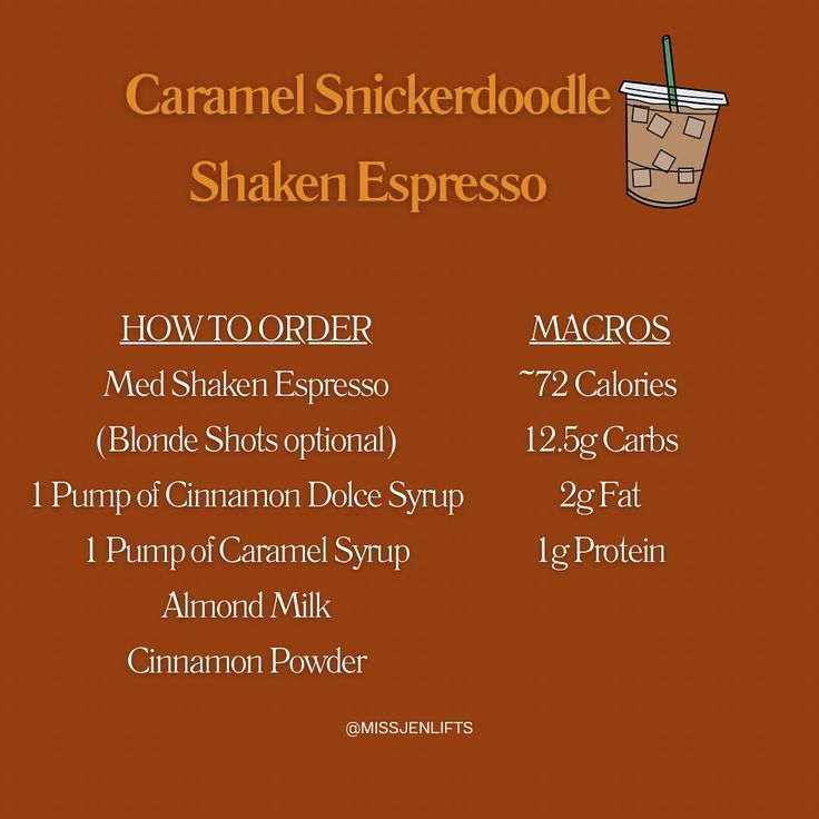 the caramel spiceddoodle shaker espresso recipe is shown in this image