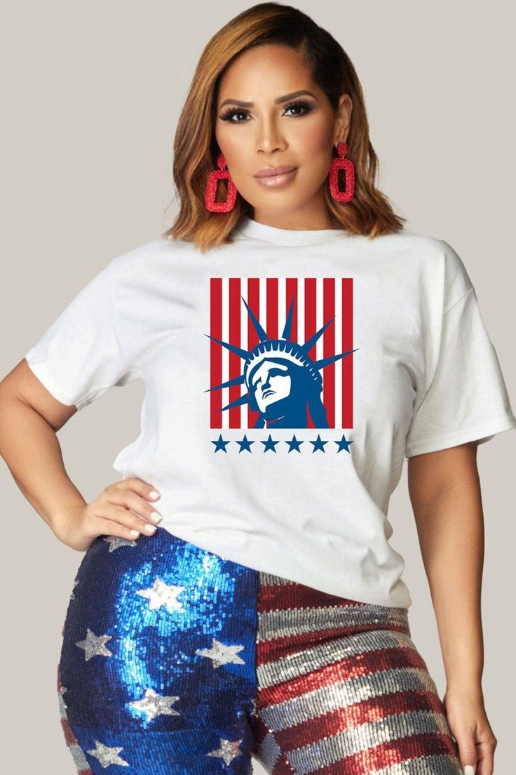 Statue Of Liberty USA Flag Tee - MY SEXY STYLES Independence Day American Flag T-shirt, Independence Day T-shirt With Sublimation Print, American Style Flag Print T-shirt For 4th Of July, Memorial Day American Flag Relaxed Fit T-shirt, Veterans Day Graphic Tee With Flag Print, Patriotic American Flag Print T-shirt In Relaxed Fit, Relaxed Fit American Flag T-shirt For 4th Of July, Patriotic T-shirt With Flag Print For 4th Of July, Patriotic Flag Print T-shirt For 4th Of July