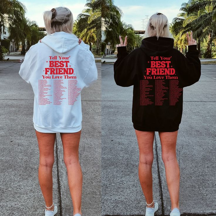 Cute Costumes For Two Best Friends, Bestie Sweatshirts Hoodies, Best Friends Shirts For 2, Best Friend Clothes Matching Outfits, Best Friend Sweatshirts Matching, Bestie Hoodie Ideas, Cute Matching Hoodies For Best Friends, Matching Sweaters For Friends, Bsf Hoodies