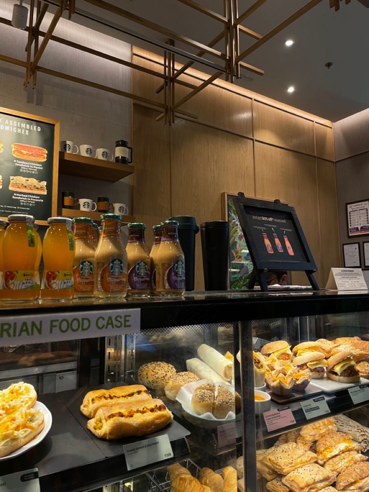 a display case filled with lots of different types of food