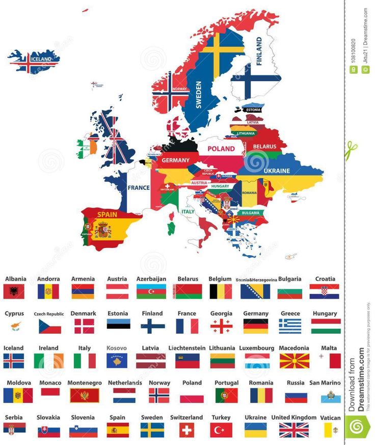 the world map with all countries and their flags