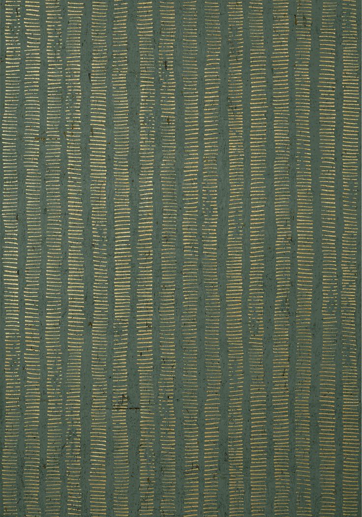 a green and beige wallpaper with vertical stripes