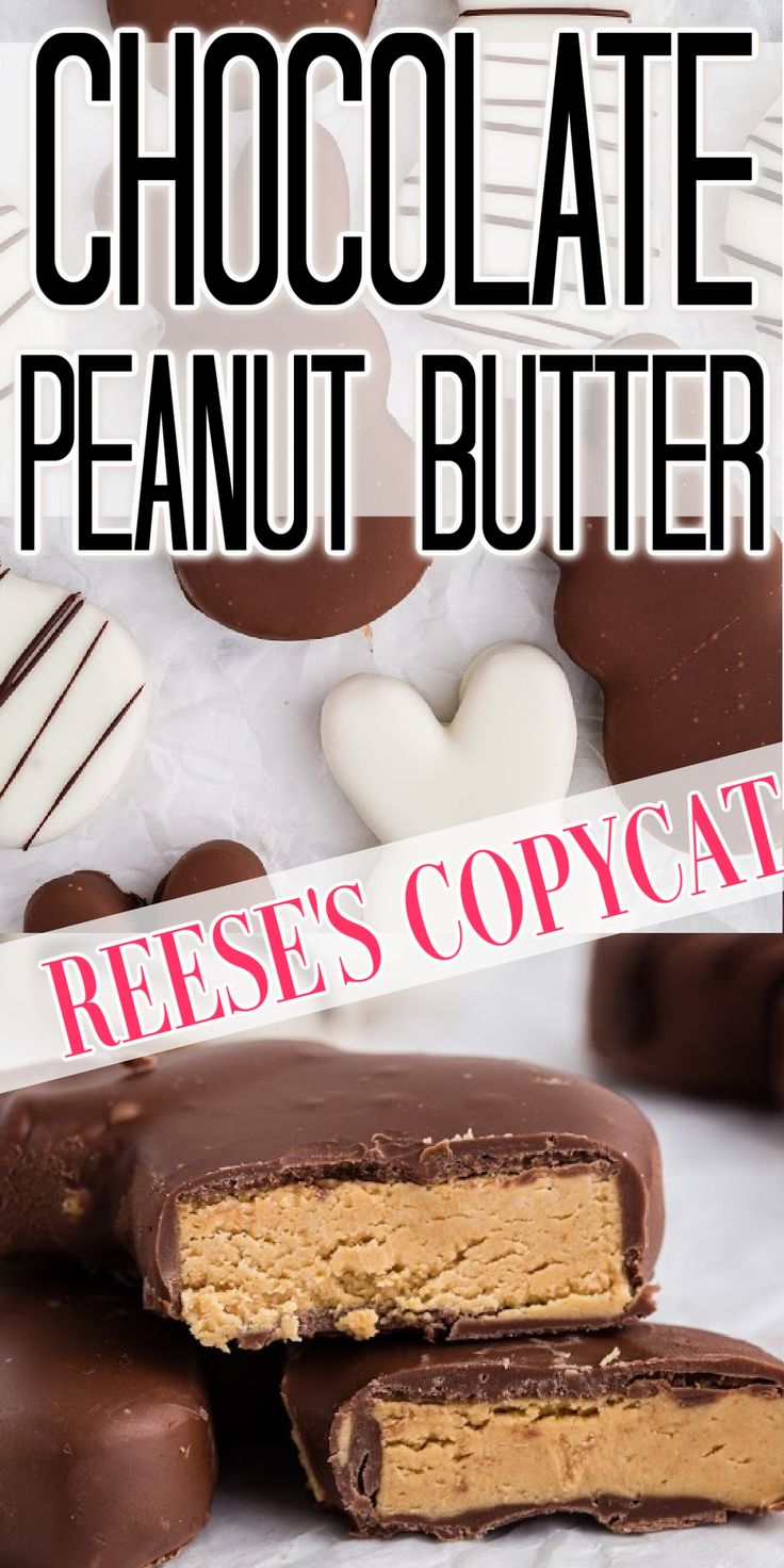 chocolate peanut butter reese's copycats are stacked on top of each other