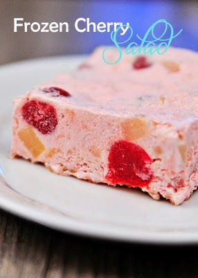 a piece of frozen cherry salad on a white plate