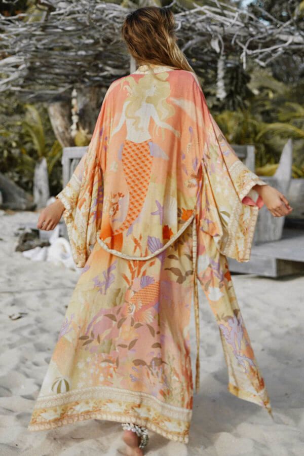 The long awaited new collection from Spell & the Gypsy is finally here. Meet SeaShell. Orange Mermaid, Long Kimono Cardigan, Gilet Kimono, Moda Kimono, Belted Wrap Coat, Mode Kimono, Bohemian Kimono, Cardigan Kimono, Floral Print Kimono