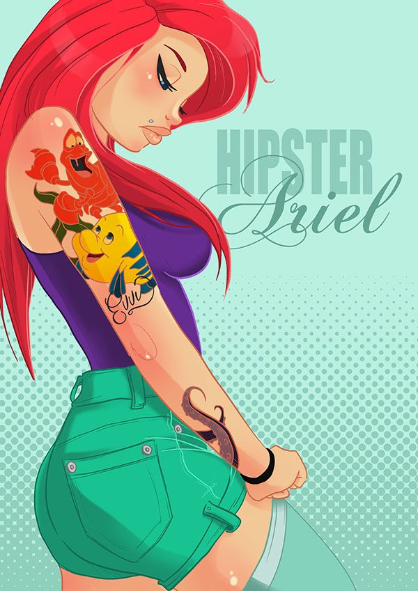 a woman with red hair and tattoos on her arm