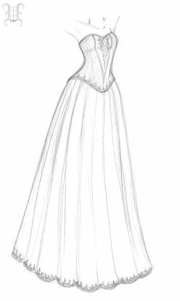 a drawing of a wedding dress