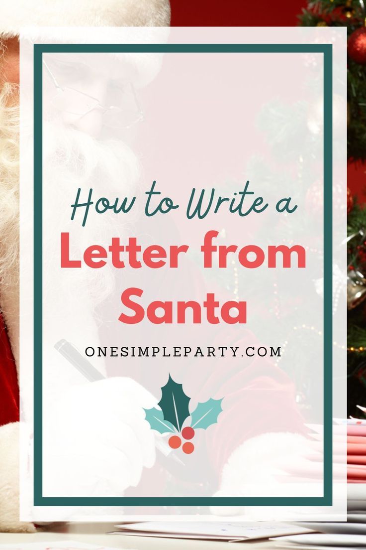 a santa clause writing on a letter from santa in front of a christmas tree with the words how to write a letter from santa