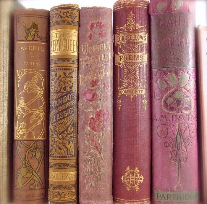 old books are lined up on a shelf