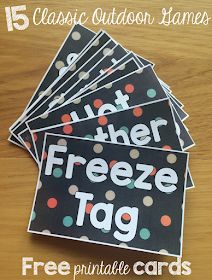 five free printable cards with the words, let the freeze tag and four different pictures