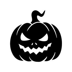 a black and white image of a jack - o'- lantern pumpkin on a white background