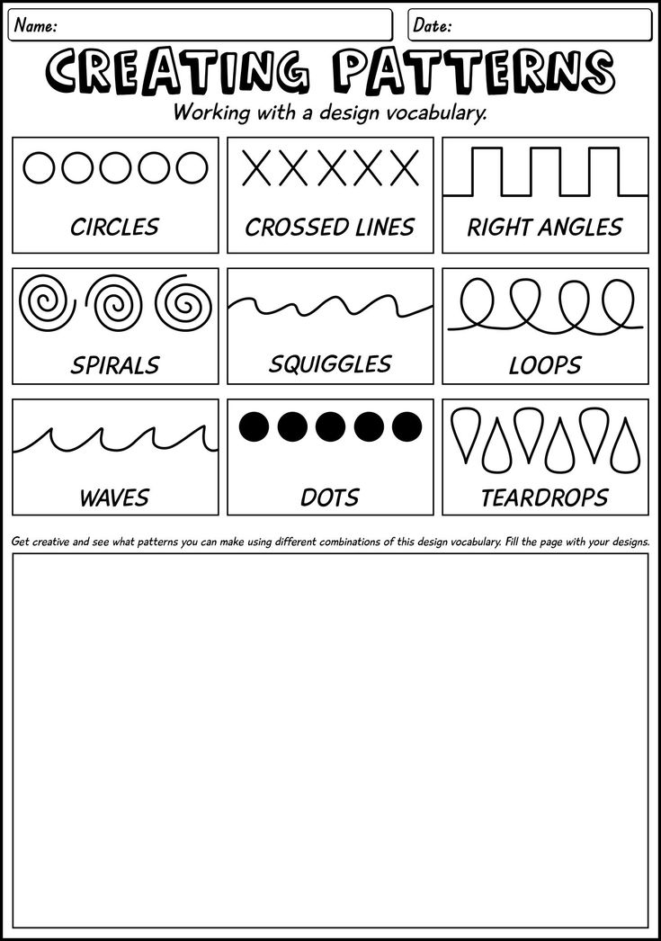 the worksheet for creating patterns