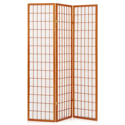 The room divider is a convenient, economic, decorative, and impermanent wall for your space that provides visual screening between rooms or divides a large room into smaller areas. It can provide you privacy where you need it but where you don't want to build a wall. A room divider can also clearly section off a space, adding functionality to your home without the need for the construction of walls. World Menagerie Number of Panels: 3-Panel, Color: Walnut | World Menagerie Hoceima 5.8 ft Partiti Partition Interior Design, Japanese Futon Bedroom, Futon Bedroom Ideas, Shoji Screen Room Divider, Shoji Room Divider, Privacy Screens Indoor, Divider Room, Folding Partition, Folding Screen Room Divider