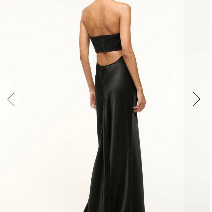 Black Satin Bottom And Matte Fabric At Top That Has Bra Hooks To Close. Very Flattering Fit. Brand New Purchased Multiple Sizes And Then Had An Issue Returning To Saks Due To Strict Return Policy. Still For Sale At $450 Just Trying To Recoup Anything. Does Runs A Little Large I Had To Size Down One. Sleek Black Backless Evening Dress, Elegant Staud Maxi Dress For Formal Occasions, Elegant Formal Maxi Dress By Staud, Sleek Black Floor-length Dress, Elegant Fitted Maxi Dress By Staud, Elegant Fitted Staud Maxi Dress, Elegant Staud Evening Dress, Elegant Staud Maxi Dress, Silk Maxi Dress For Evening Night Out