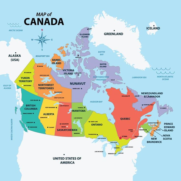 a map of canada with all the states and major cities