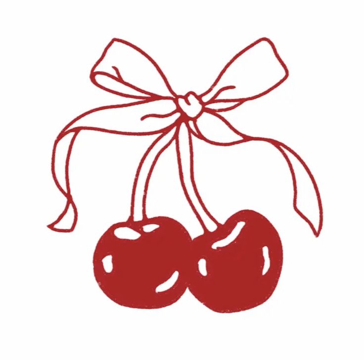 two cherries tied together with a bow