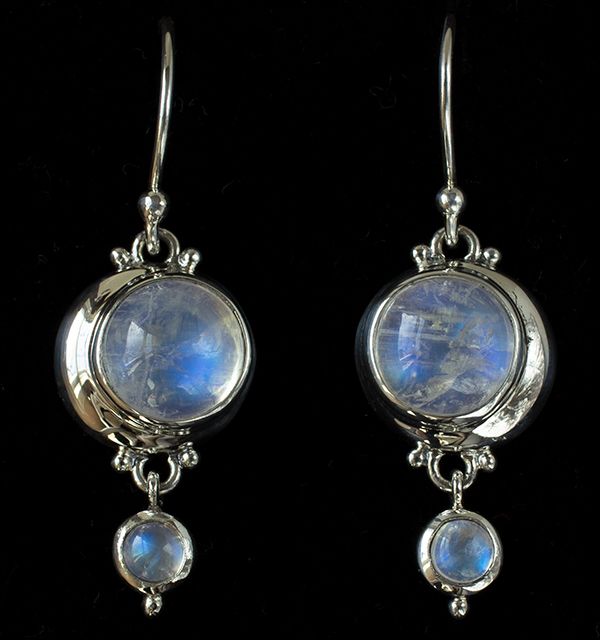 Rainbow Moonstone Crescent Moon Earrings handcrafted in Sterling Silver by Bluemoonstone Creations. #moonstoneearrings #moonstonejewelry #moonearrings #moonjewelry #bluemoonstonecreations Crescent Moon Jewelry, Rainbow Moonstone Jewelry, Mystic Moon, Celestial Design, Moon Bracelet, Attract Love, Crescent Moon Earrings, Celestial Necklace, Providence Ri