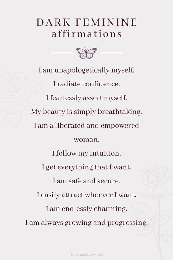 Divine Feminity Affirmations, Elegant Woman Affirmations, Dark Fem Affirmations, Man Eater Affirmations, Glamour Magick Affirmations, Confident Affirmations Law Of Attraction, Goth Affirmations, Womens Affirmations, Glamour Affirmations