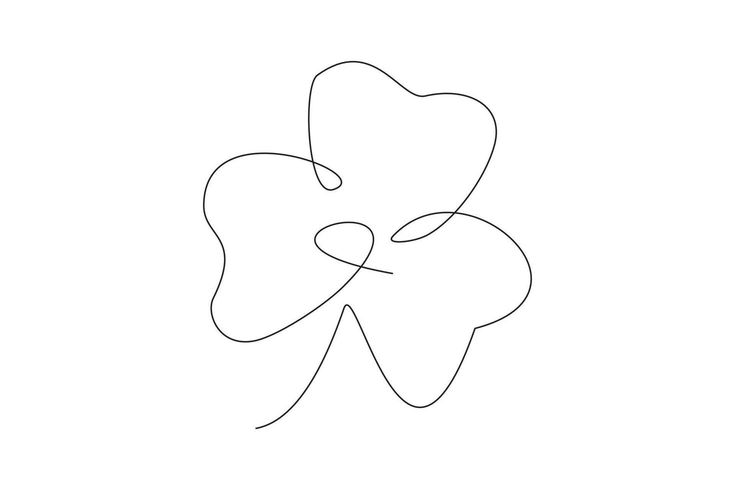 the outline of a four leaf clover on a white background, with one line drawing