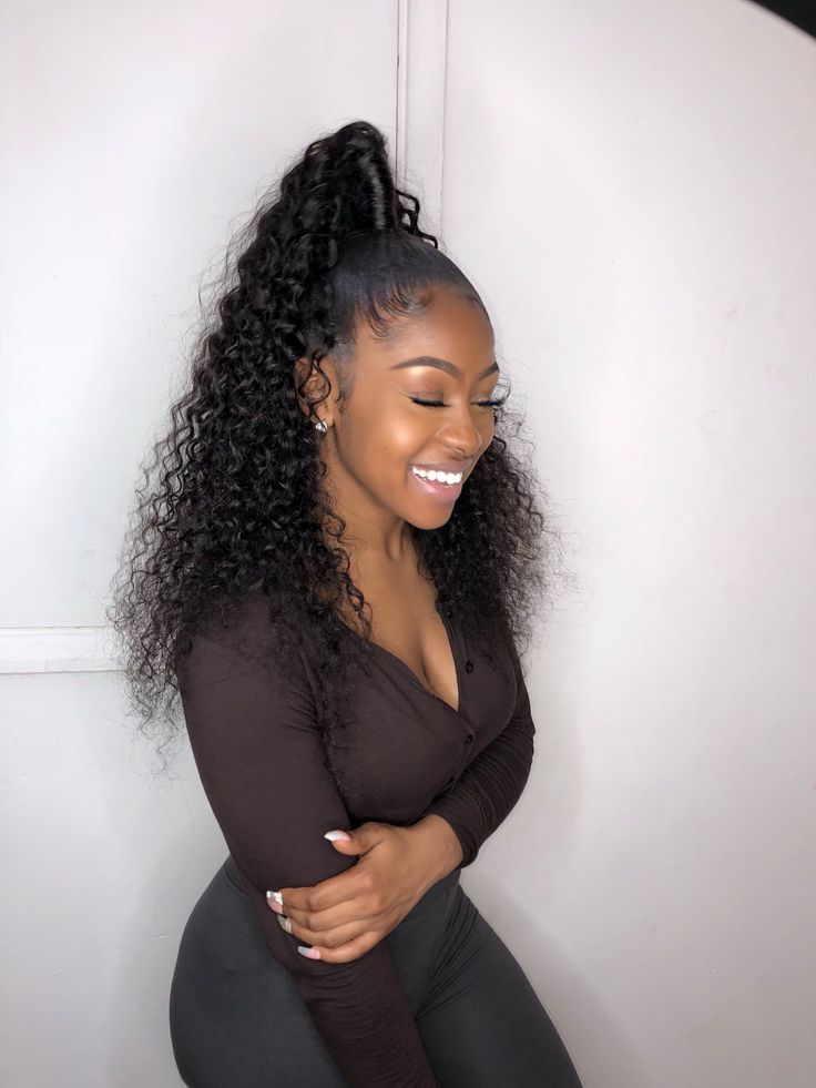 Tiffany Brown on Twitter: "you’ll always catch me with a smile on my face 😆✨… " Curly Hair Ponytail, High Ponytail Hairstyles, Weave Ponytail Hairstyles, Sleek Ponytail Hairstyles, Weave Ponytail, Cute Ponytails, Black Ponytail Hairstyles, Curly Ponytail, High Bun