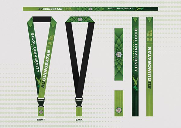 green and black lanyards with white letters on them for the boston university football team