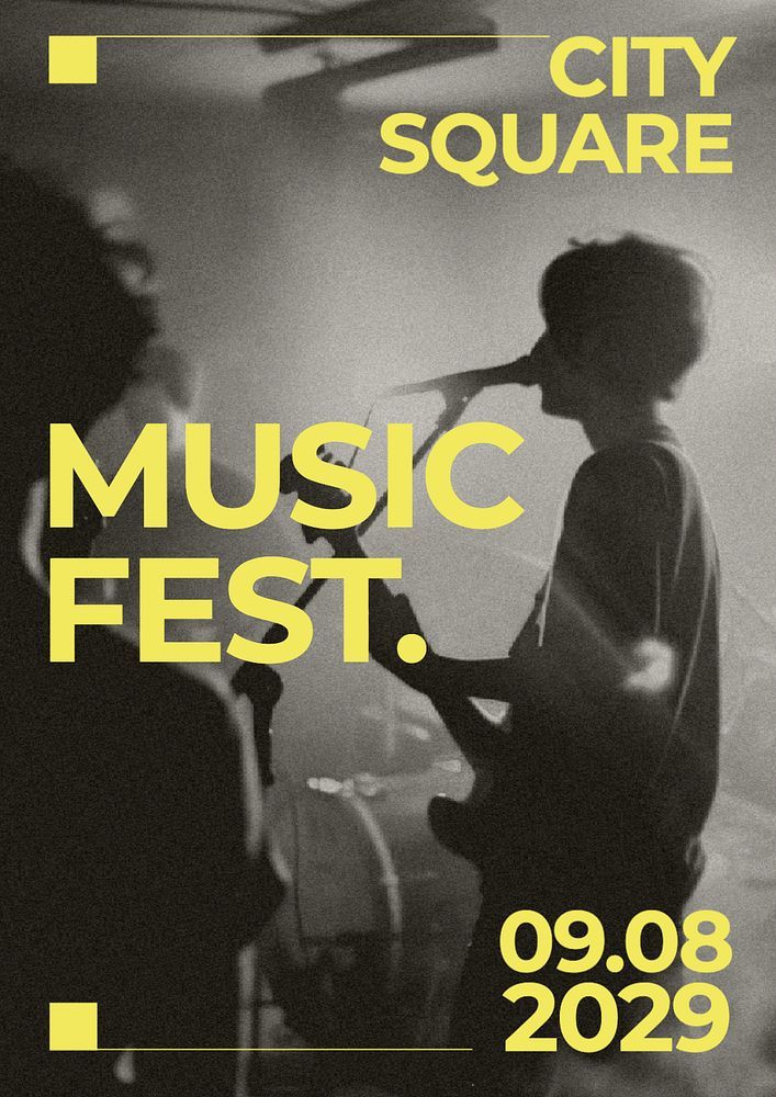 a poster for the city square music festival, featuring two people singing into microphones