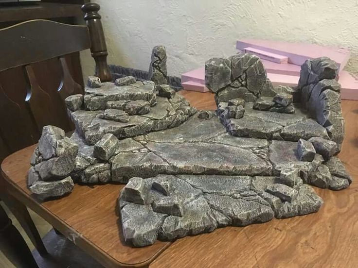 a table with some rocks on top of it