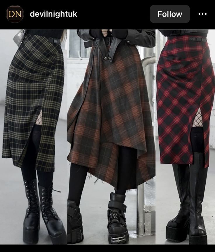 Save Outfits, Fall Styles, Punk Rave, Punk Outfits, Gothic Outfits, Wool Pants, Goth Fashion, Gothic Fashion, Skirt Outfits