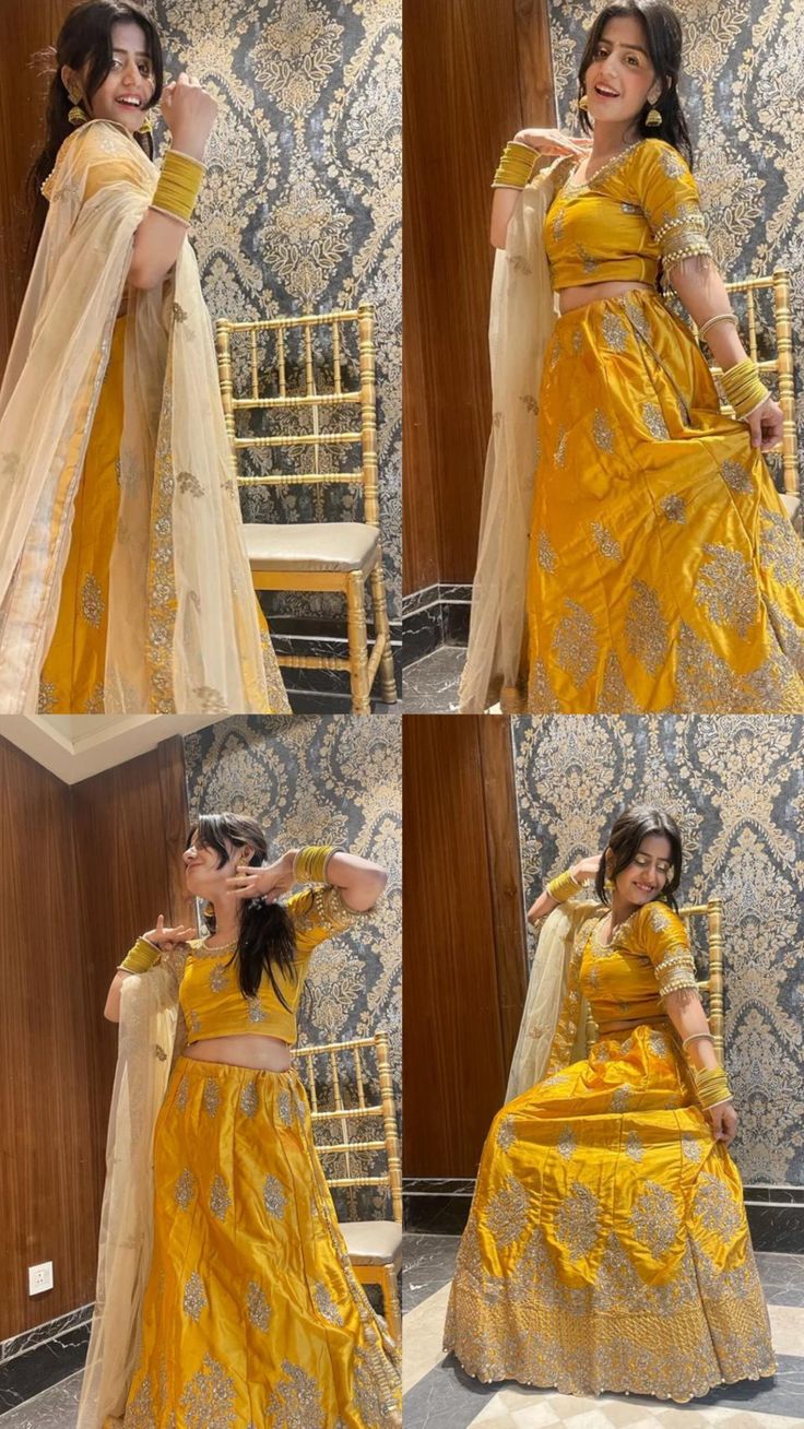 Wearing yellow lehenga and posing ✨ Traditional Wear Poses, Diwali Photography, Yellow Lehenga, Pretty Jewelry Necklaces, Stylish Photo, Photography Posing Guide, Stylish Photo Pose, Posing Guide, Brown Girl