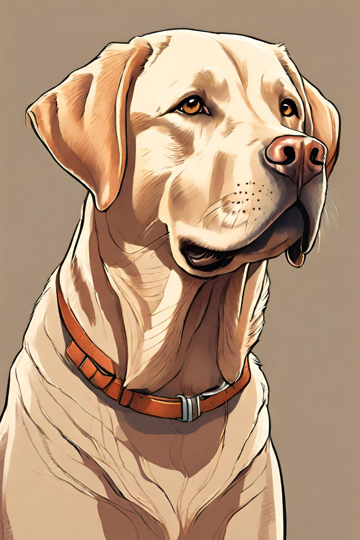 a drawing of a yellow labrador retriever dog