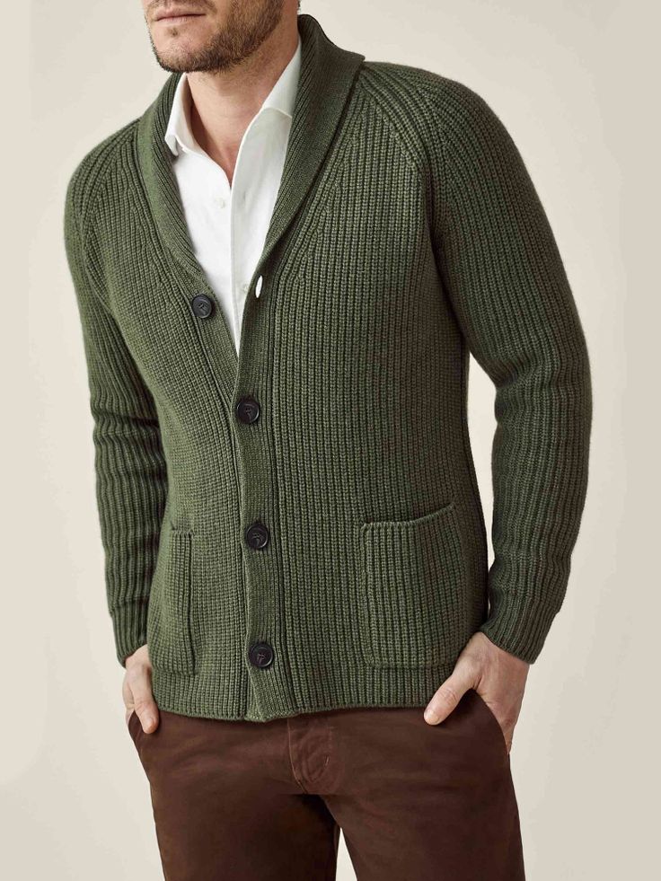 Dark Green Chunky Knit Cashmere Cardigan | Luca Faloni Formal Merino Wool Cardigan For Fall, Wool V-neck Cardigan For Formal Occasions, Formal Shawl Collar Winter Cardigan, Formal Shawl Collar Cardigan For Winter, Elegant Wool Cardigan With Shawl Collar, Classic Cashmere Cardigan For Formal Occasions, Formal Fall Cardigan With Shawl Collar, Formal Shawl Collar Cardigan For Fall, Timeless Wool Sweater For Winter