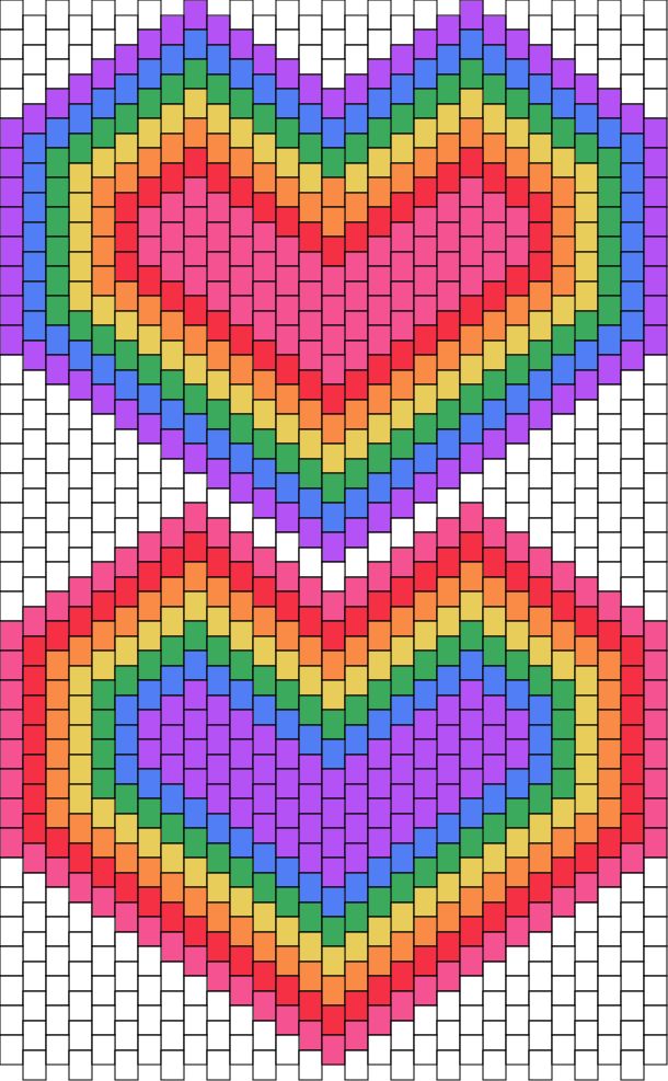 a cross stitch pattern that looks like a rainbow colored heart, with different colors on it