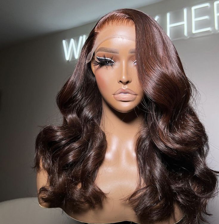 Frontal Wig Body Wave, Chocolate Brown Hair Color, Hair Color Chocolate, Flattering Hairstyles, High Quality Wigs, Stunning Hairstyles, Long Hairstyle, Hairstyle Inspiration, Lace Closure Wig